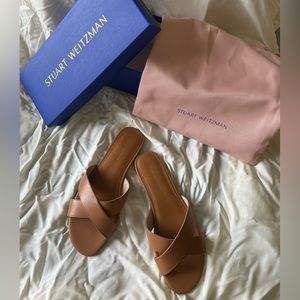 Stuart Weitzman Roza Flat Slide in Almond 8